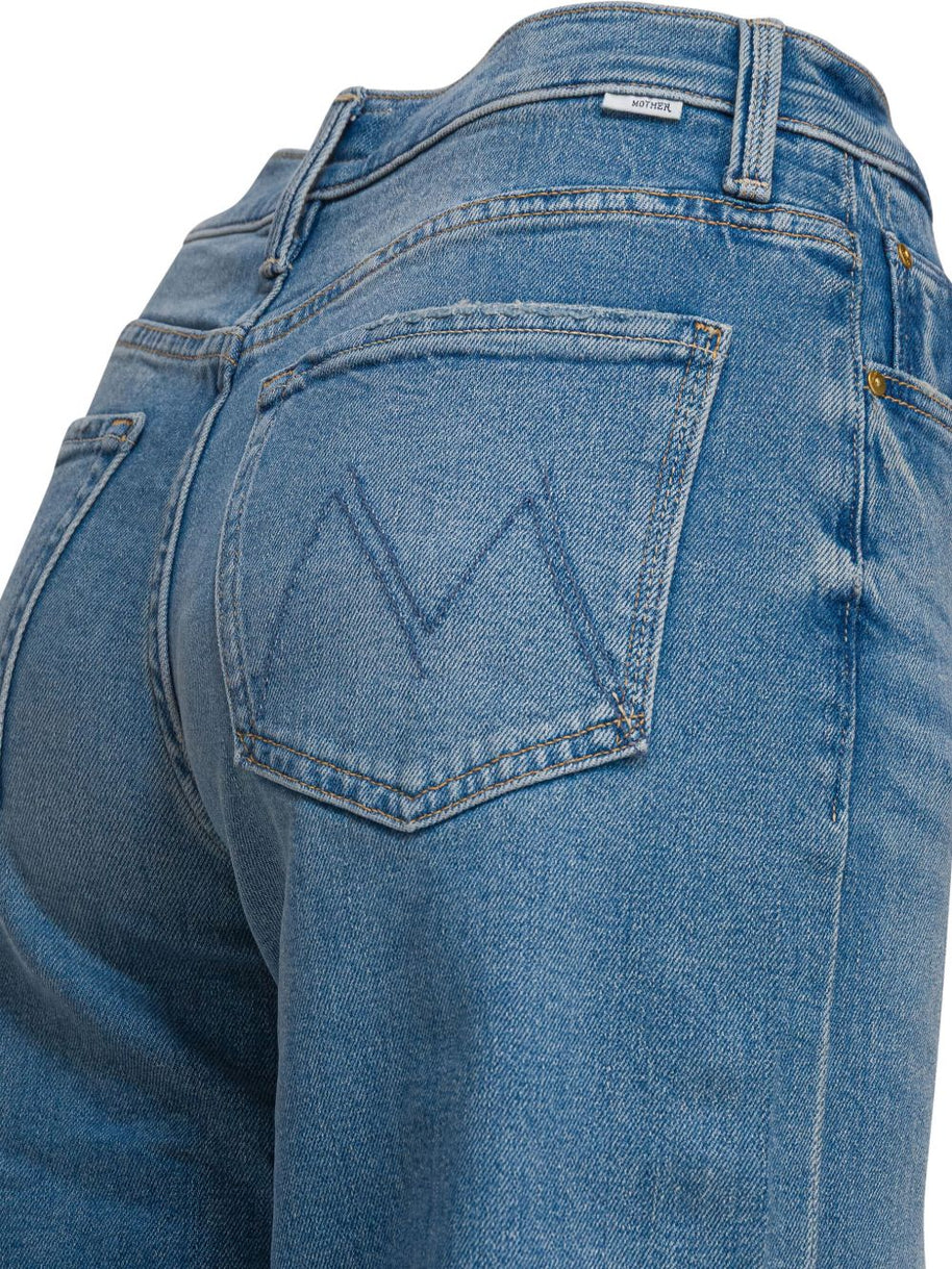Mother The Spinner Zip Sneak Denim Jeans  - Clear Blue