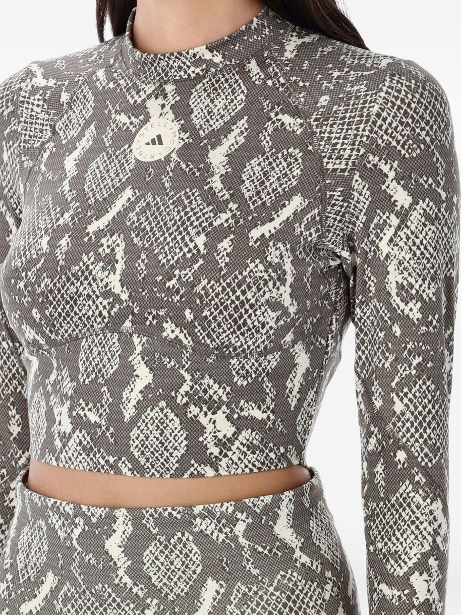 Adidas By Stella McCartney Cropped Logo Top - Beige