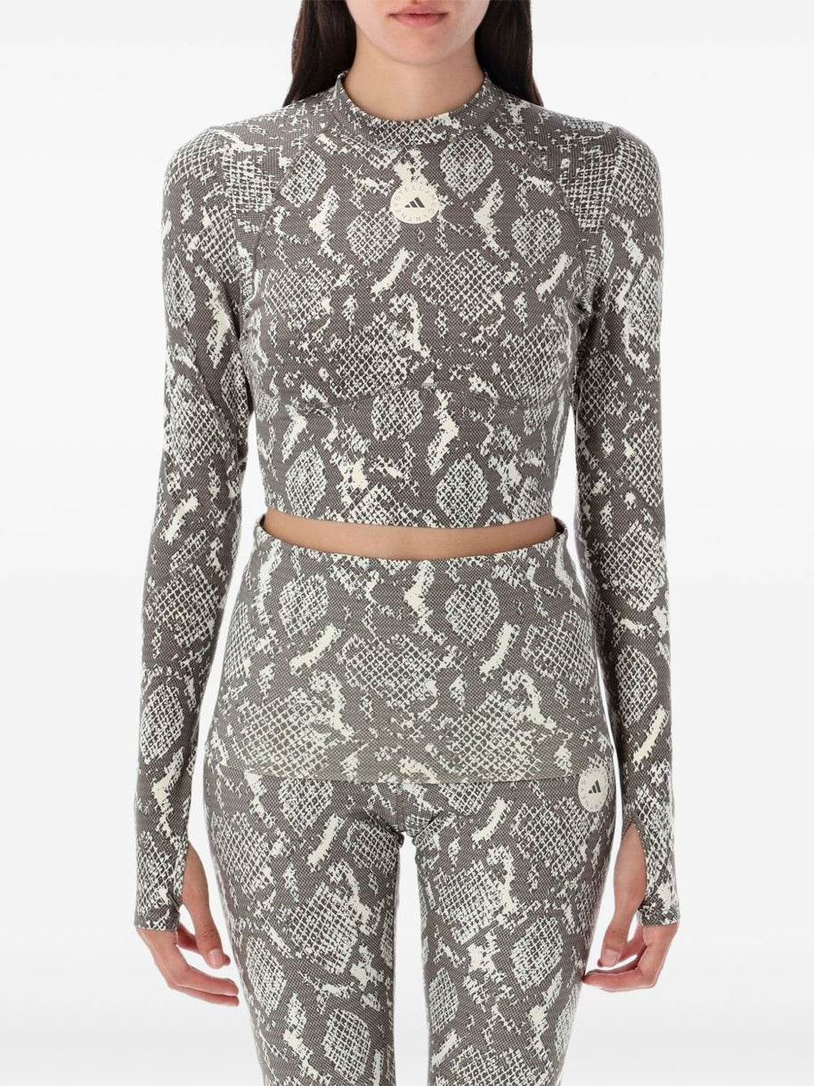 Adidas By Stella McCartney Cropped Logo Top - Beige