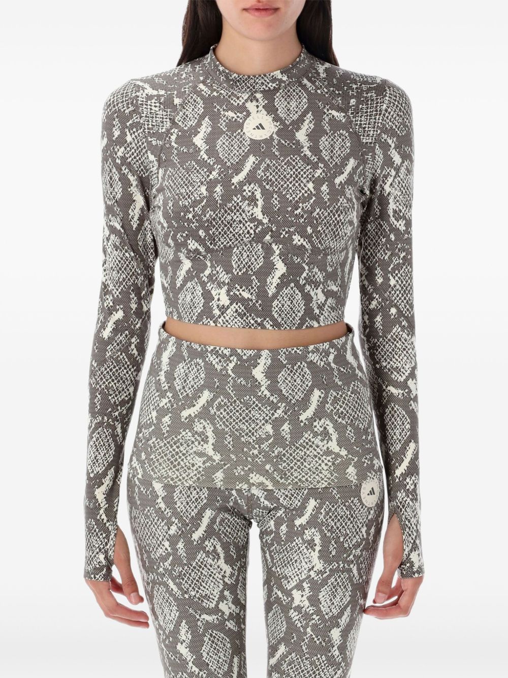 Adidas By Stella McCartney Cropped Logo Top - Beige