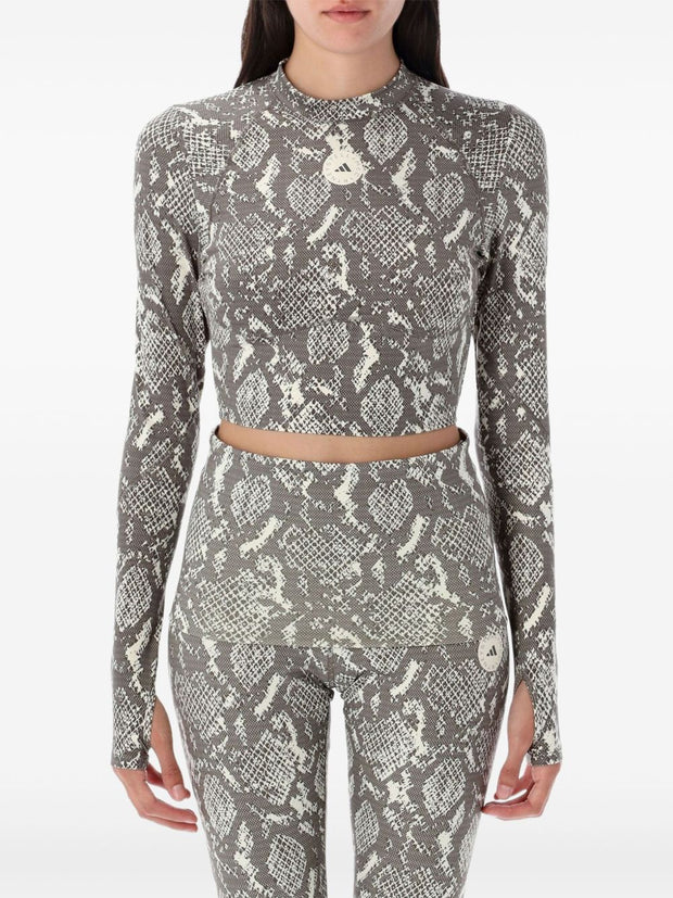 Adidas By Stella McCartney Cropped Logo Top - Beige