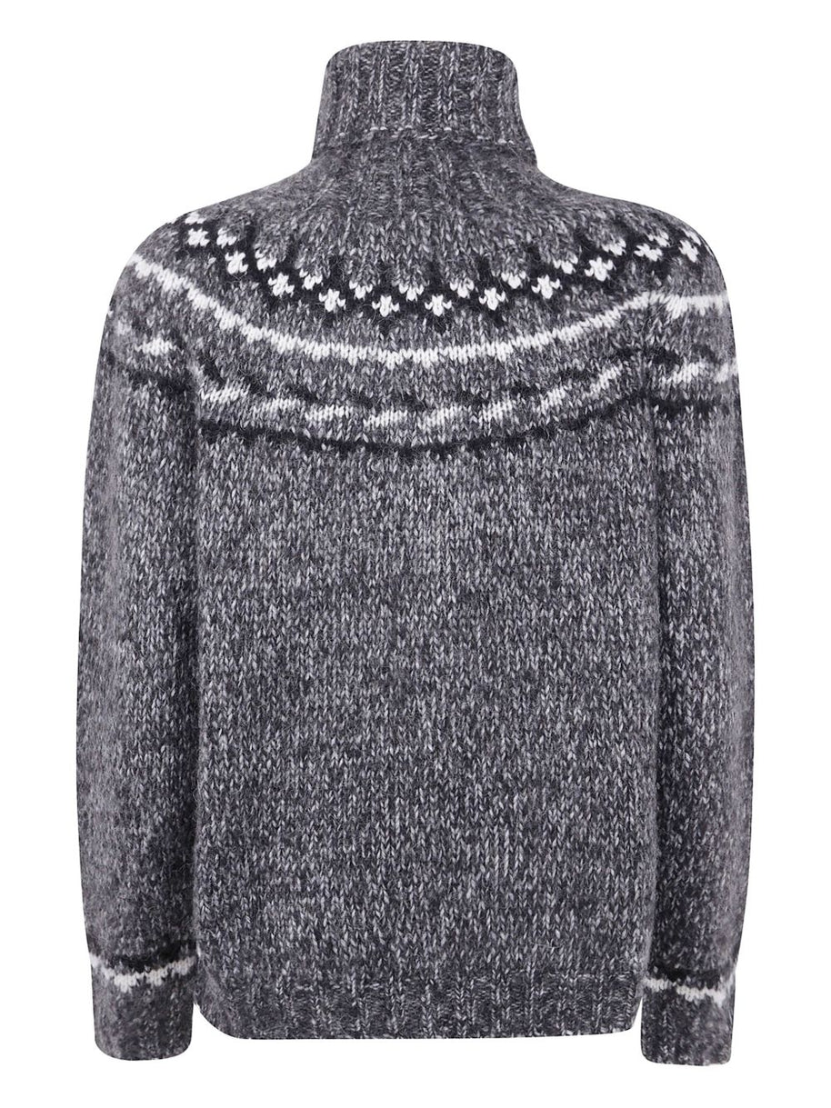 Parosh High Neck Wool Blend Sweater - Grey