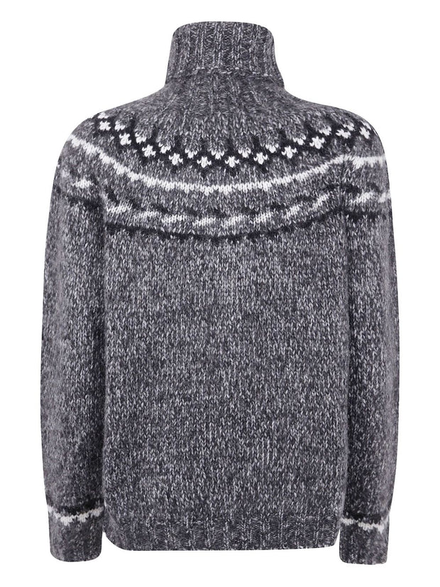 Parosh High Neck Wool Blend Sweater - Grey