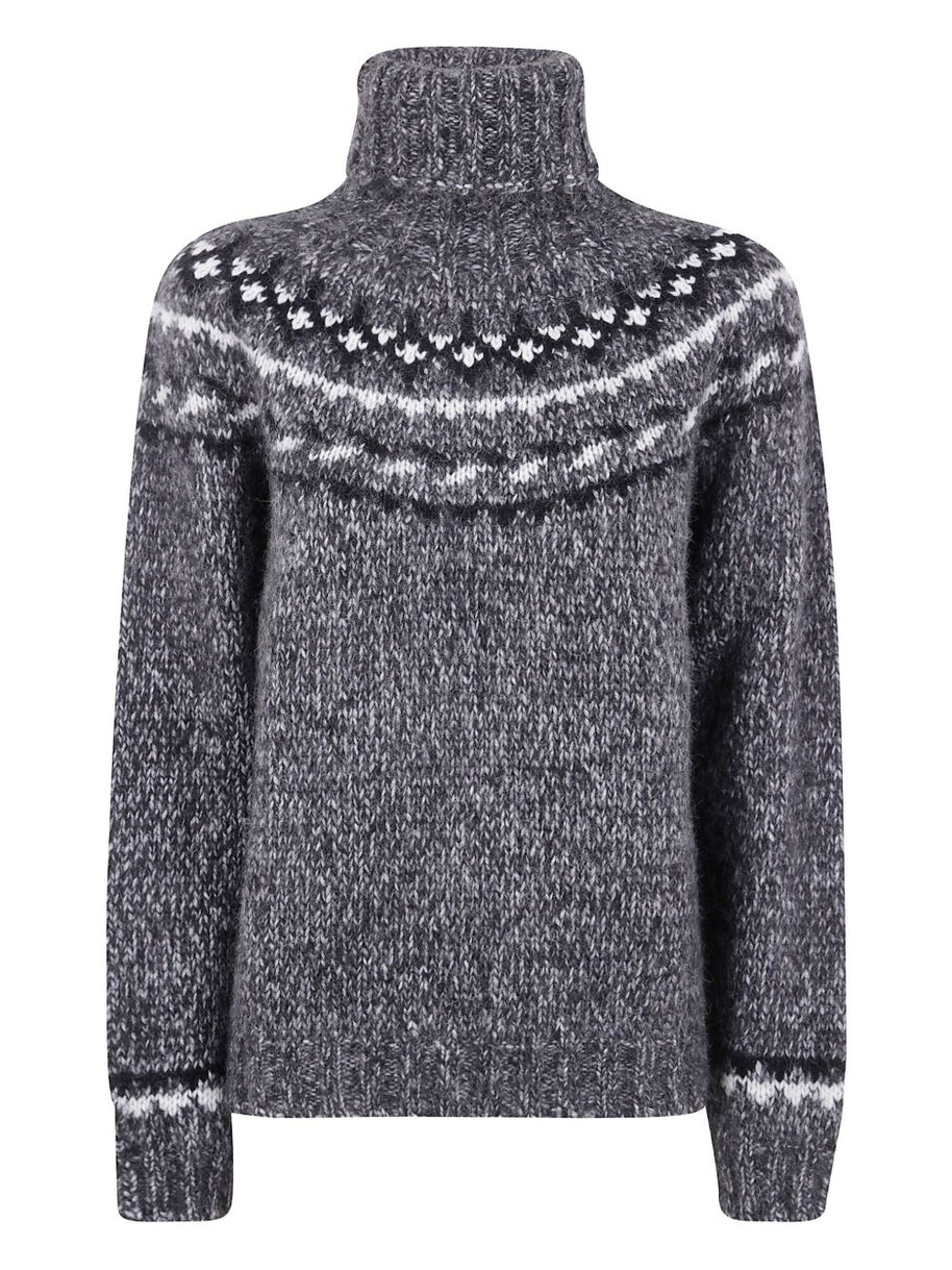 Parosh High Neck Wool Blend Sweater - Grey