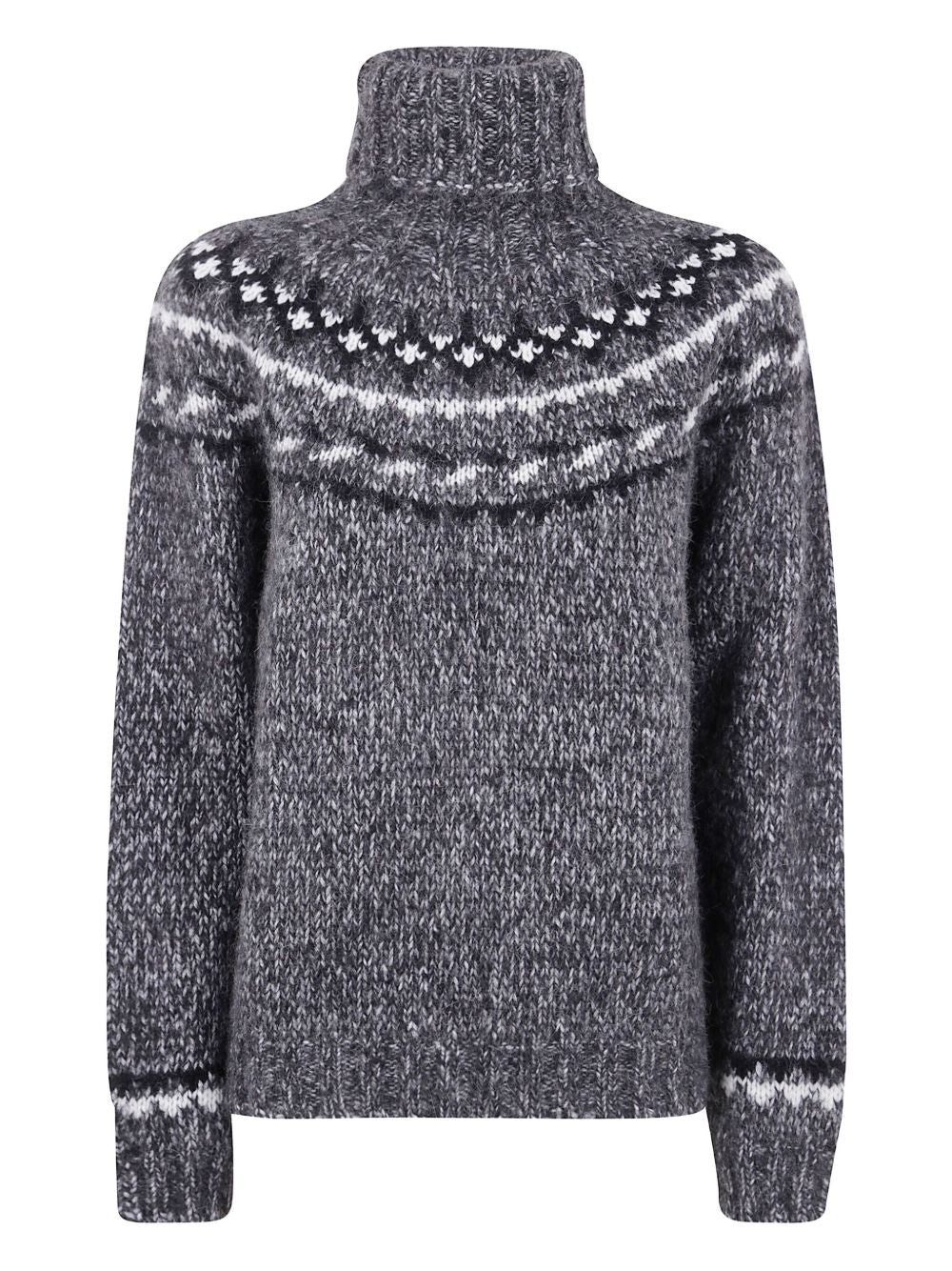 Parosh High Neck Wool Blend Sweater - Grey