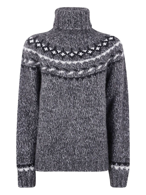 Parosh High Neck Wool Blend Sweater - Grey