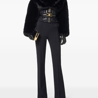 Elisabetta Franchi Corset Style Faux Fur Jacket - Black