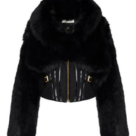 Elisabetta Franchi Corset Style Faux Fur Jacket - Black