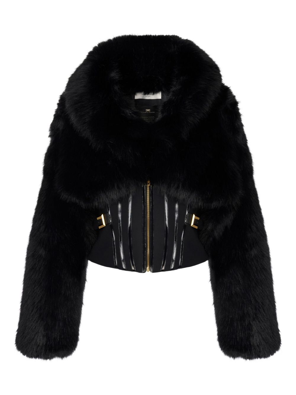 Elisabetta Franchi Corset Style Faux Fur Jacket - Black