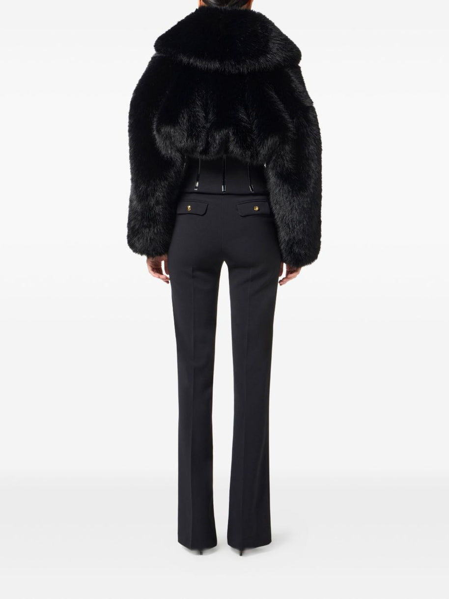 Elisabetta Franchi Corset Style Faux Fur Jacket - Black