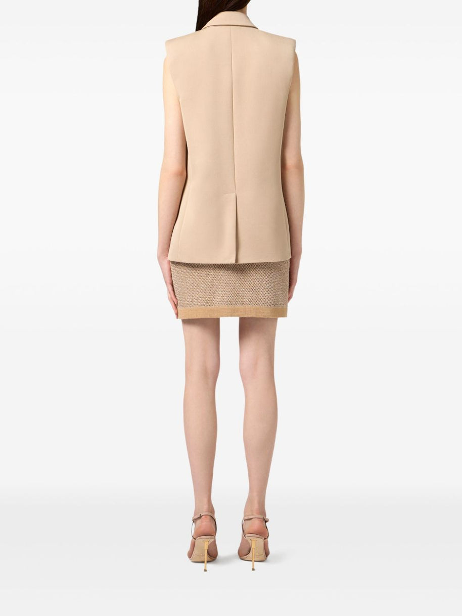 Elisabetta Franchi Wool Knitted Skirt - Beige