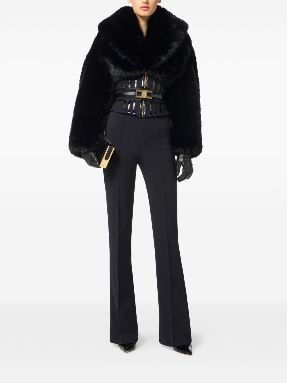 Elisabetta Franchi Flared Leg Trousers - Black