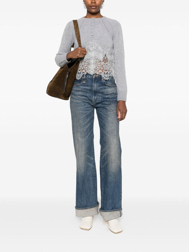 Ermanno Scervino Lace Cashmere Cardigan - Grey