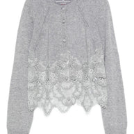 Ermanno Scervino Lace Cashmere Cardigan - Grey