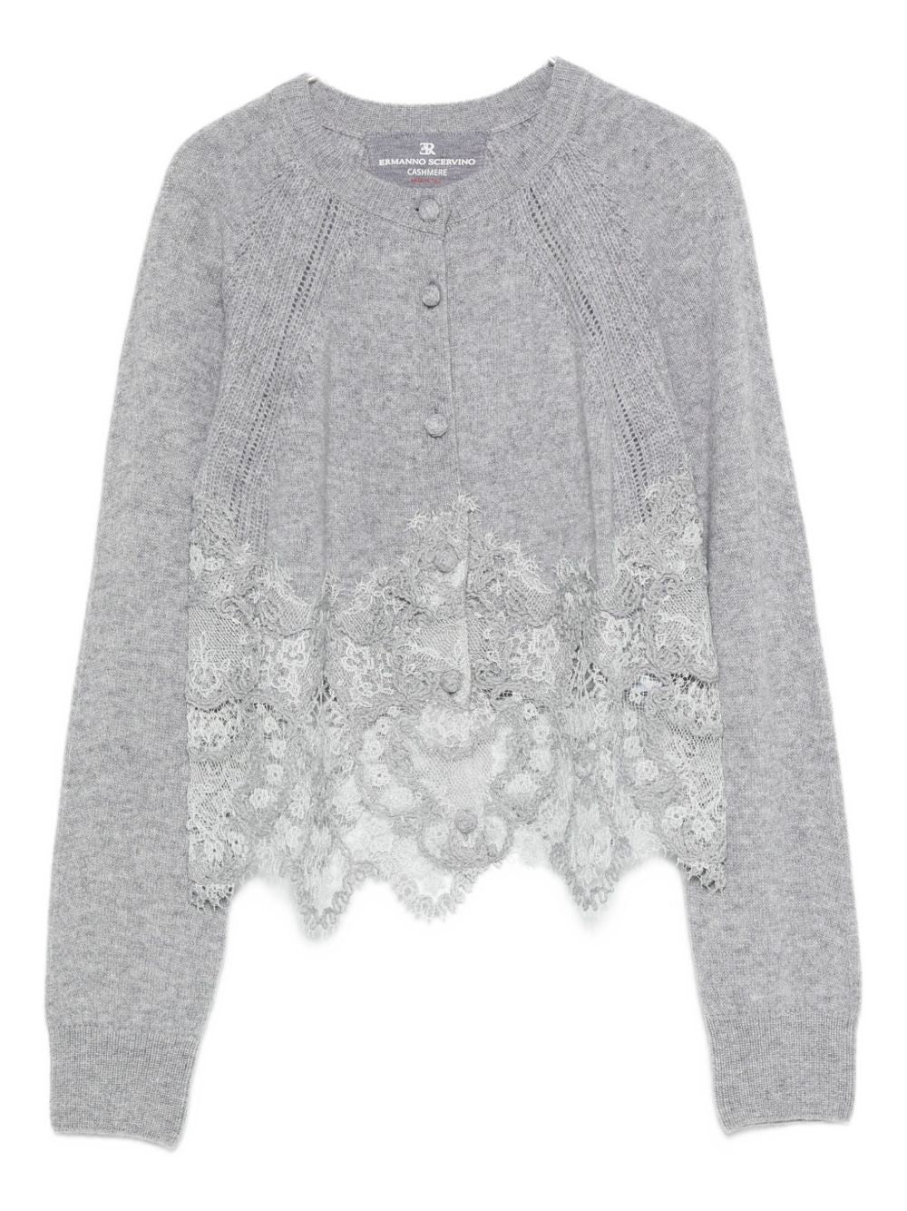 Ermanno Scervino Lace Cashmere Cardigan - Grey