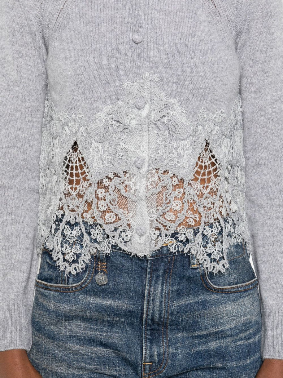 Ermanno Scervino Lace Cashmere Cardigan - Grey
