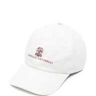Brunello Cucinelli Logo Cotton Baseball Cap - White