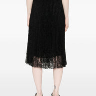 Ermanno Scervino Long Pleated Lace Skirt -  Black