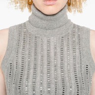 Ermanno Scervino Wool Blend Sequin Embellished Tank Top - Grey