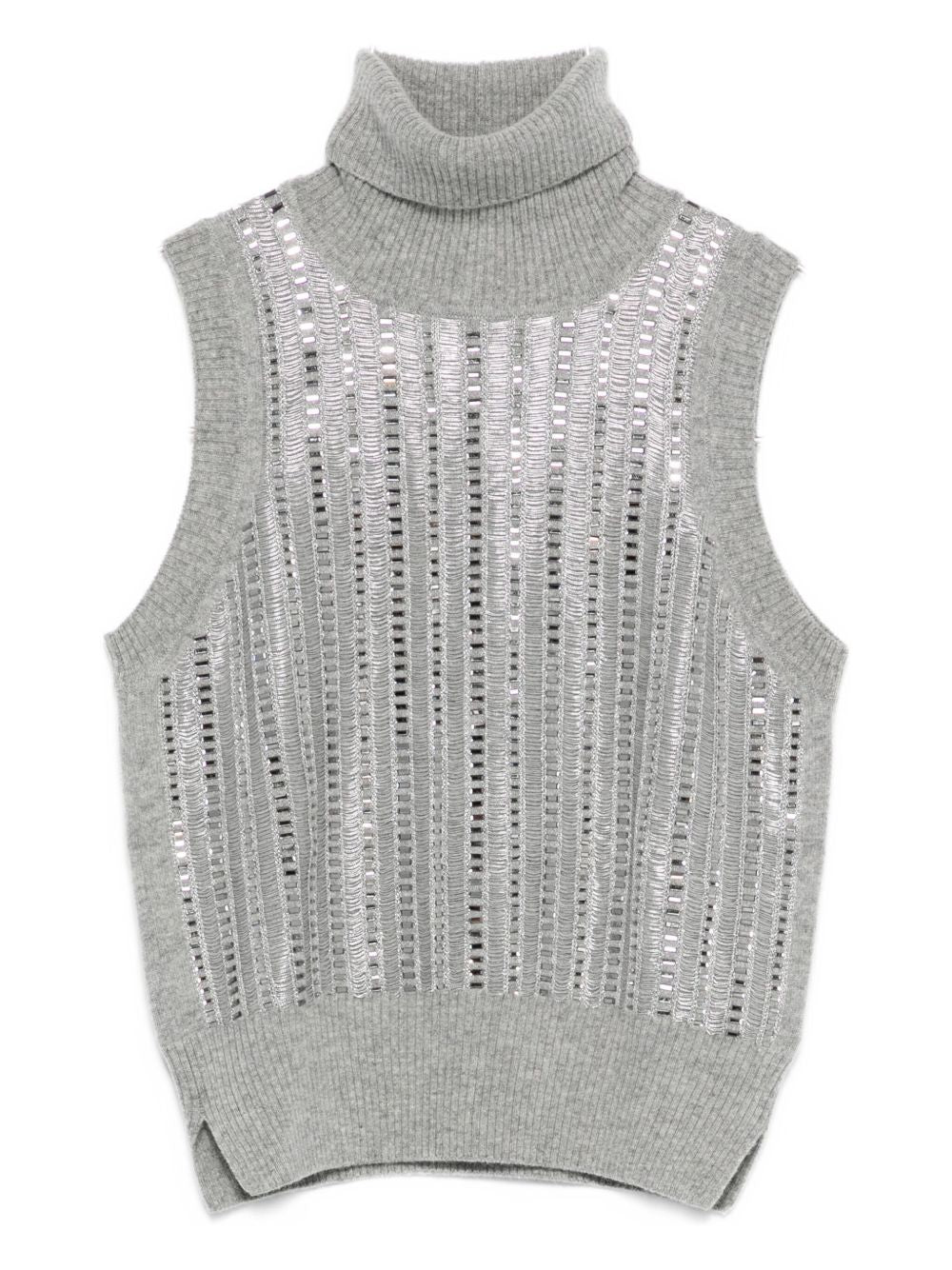 Ermanno Scervino Wool Blend Sequin Embellished Tank Top - Grey
