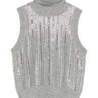 Ermanno Scervino Wool Blend Sequin Embellished Tank Top - Grey