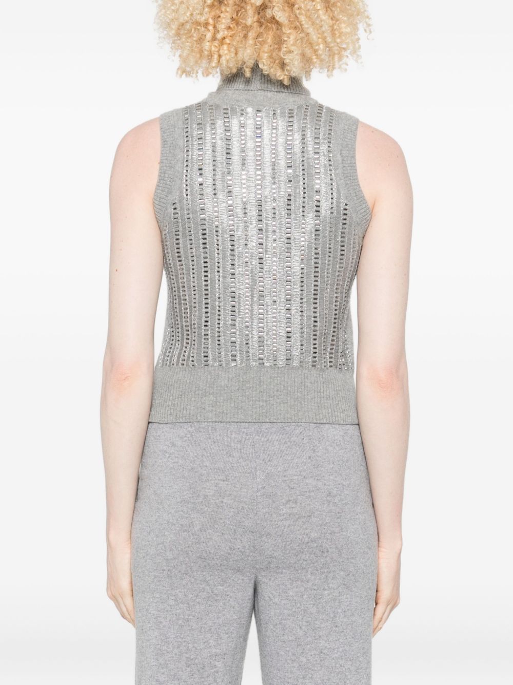 Ermanno Scervino Wool Blend Sequin Embellished Tank Top - Grey