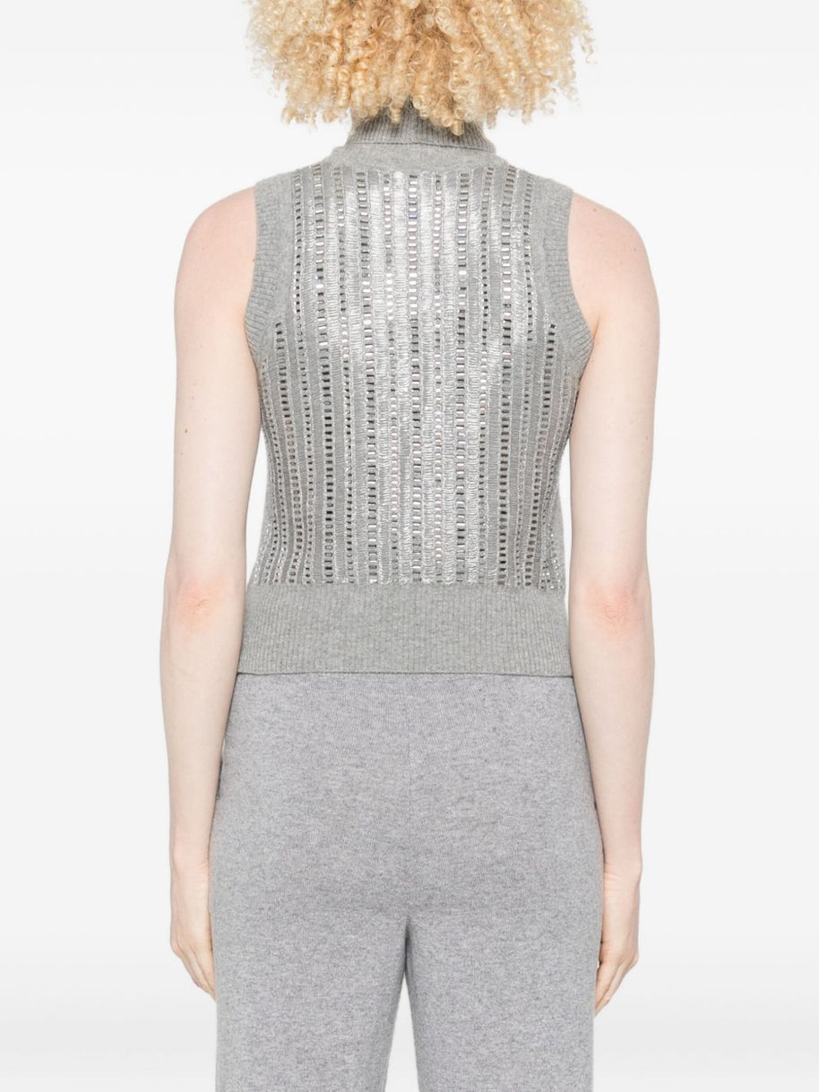 Ermanno Scervino Wool Blend Sequin Embellished Tank Top - Grey