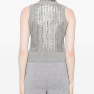 Ermanno Scervino Wool Blend Sequin Embellished Tank Top - Grey