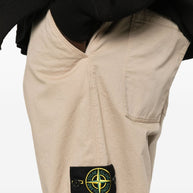 Stone Island Logo Cotton Cargo Trousers - Beige