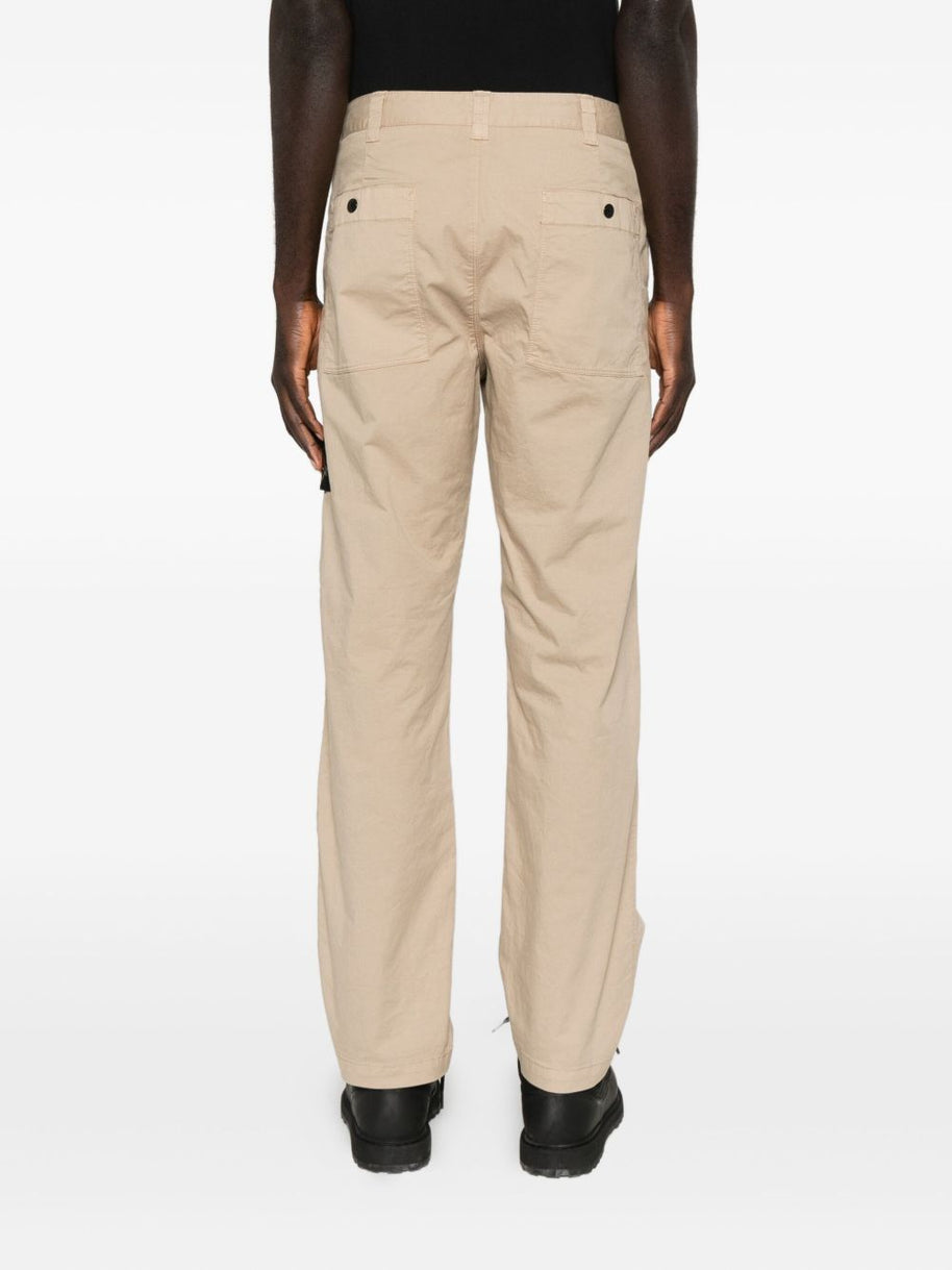 Stone Island Logo Cotton Cargo Trousers - Beige