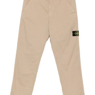 Stone Island Logo Cotton Cargo Trousers - Beige