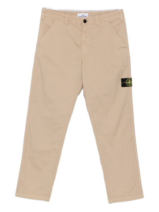 Stone Island Logo Cotton Cargo Trousers - Beige