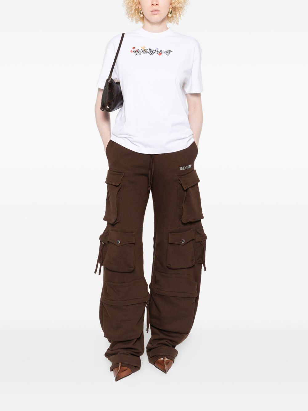 Off White Bookish Flowers Cotton T-shirt - White