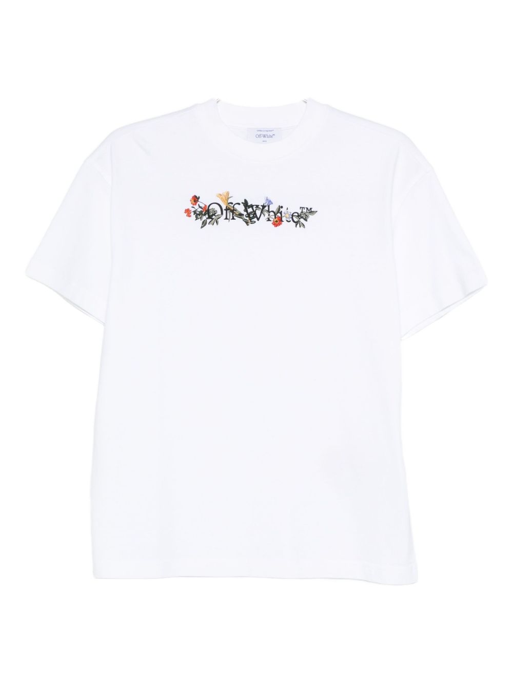 Off White Bookish Flowers Cotton T-shirt - White