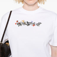Off White Bookish Flowers Cotton T-shirt - White
