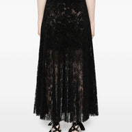 Ermanno Scervino Long Pleated Lace Skirt - Black