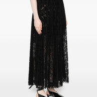 Ermanno Scervino Long Pleated Lace Skirt - Black