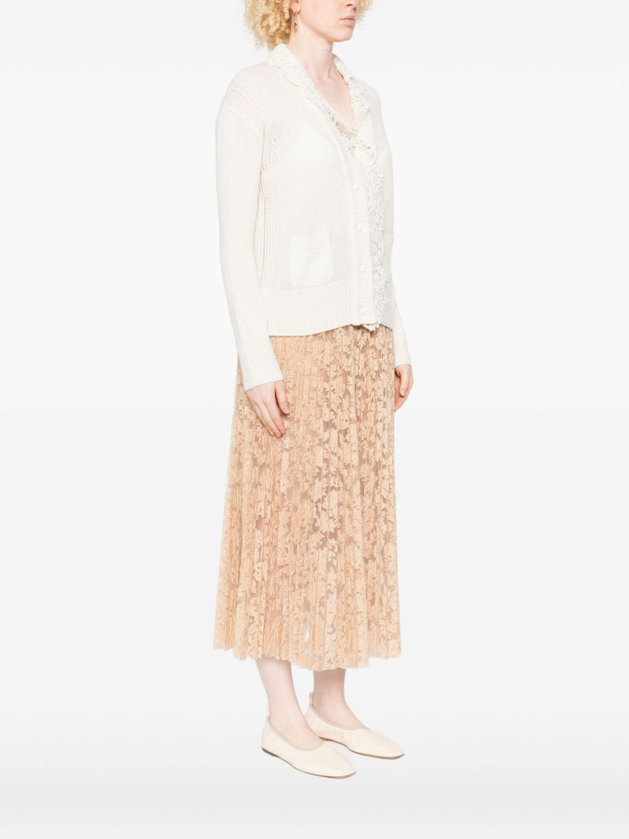 Ermanno Scervino Lace Cashmere Cardigan - White