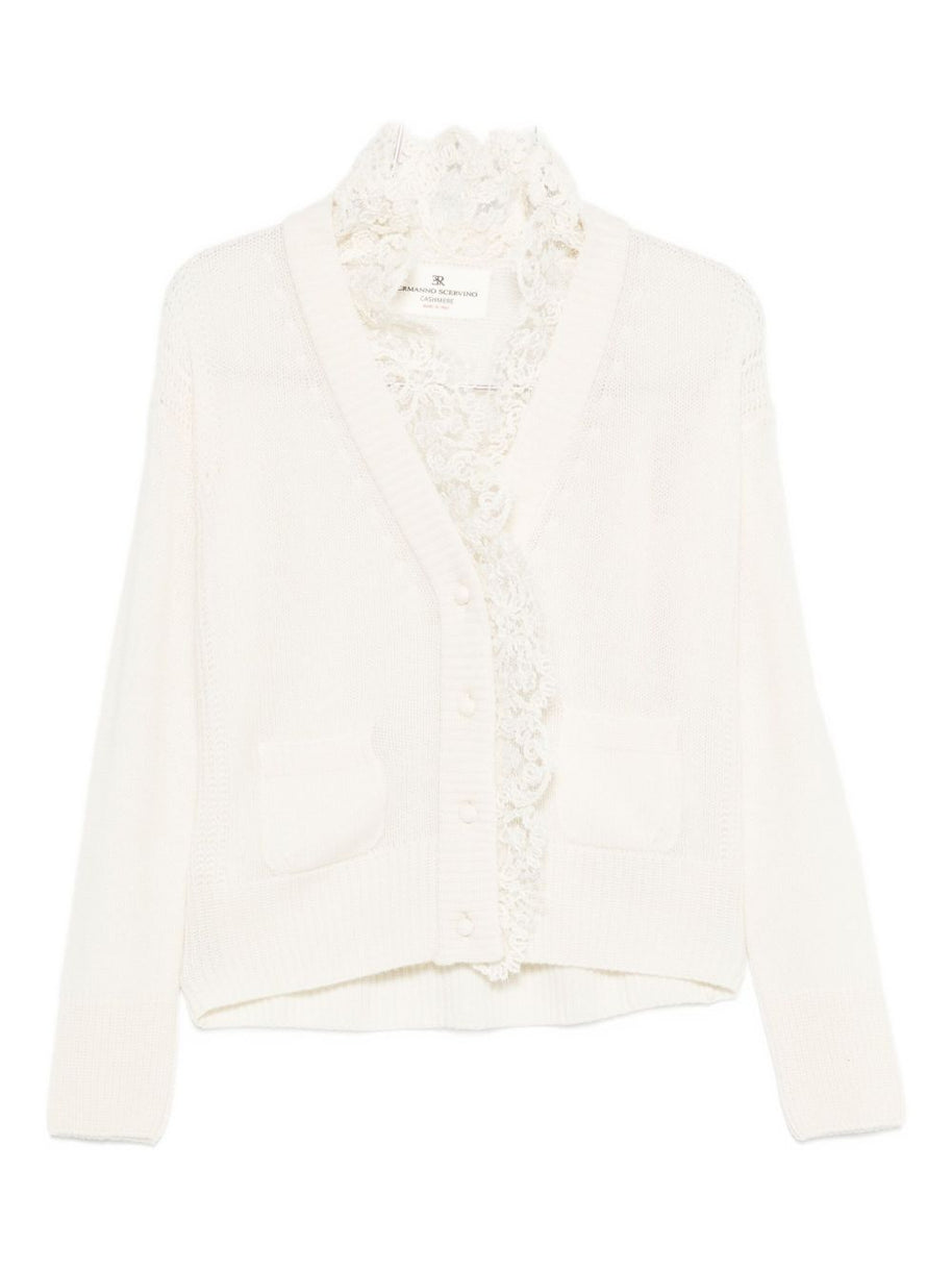 Ermanno Scervino Lace Cashmere Cardigan - White