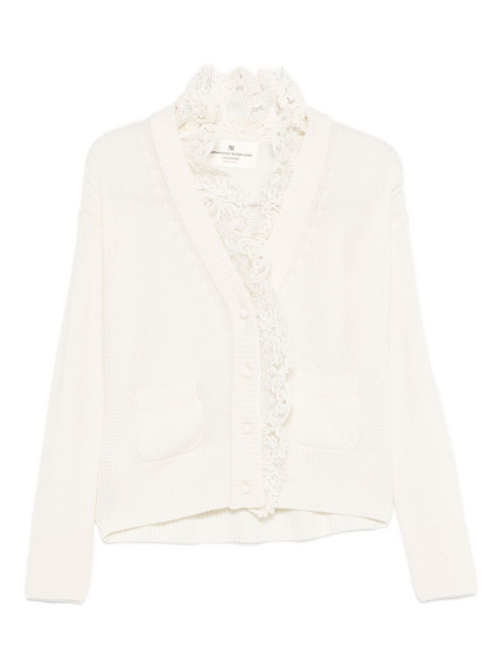Ermanno Scervino Lace Cashmere Cardigan - White