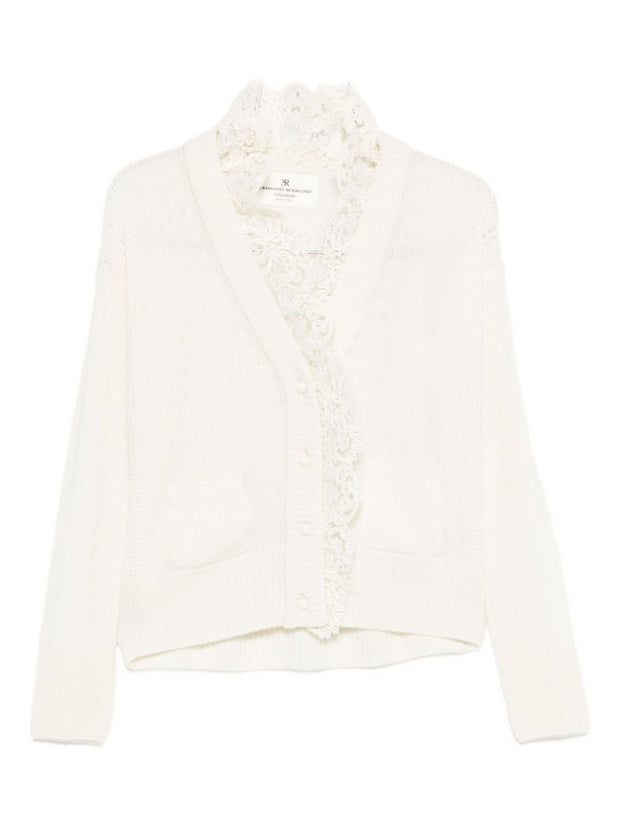 Ermanno Scervino Lace Cashmere Cardigan - White