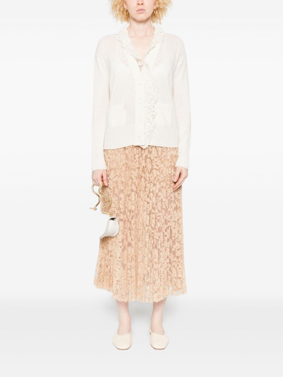 Ermanno Scervino Lace Cashmere Cardigan - White