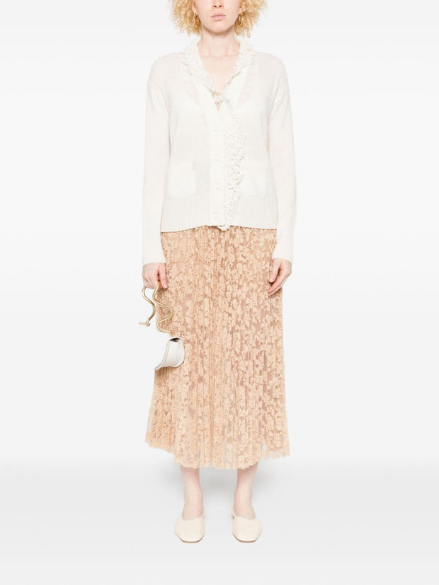Ermanno Scervino Lace Cashmere Cardigan - White