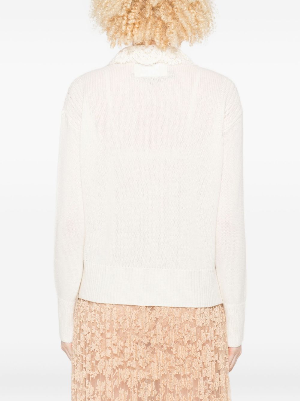 Ermanno Scervino Lace Cashmere Cardigan - White
