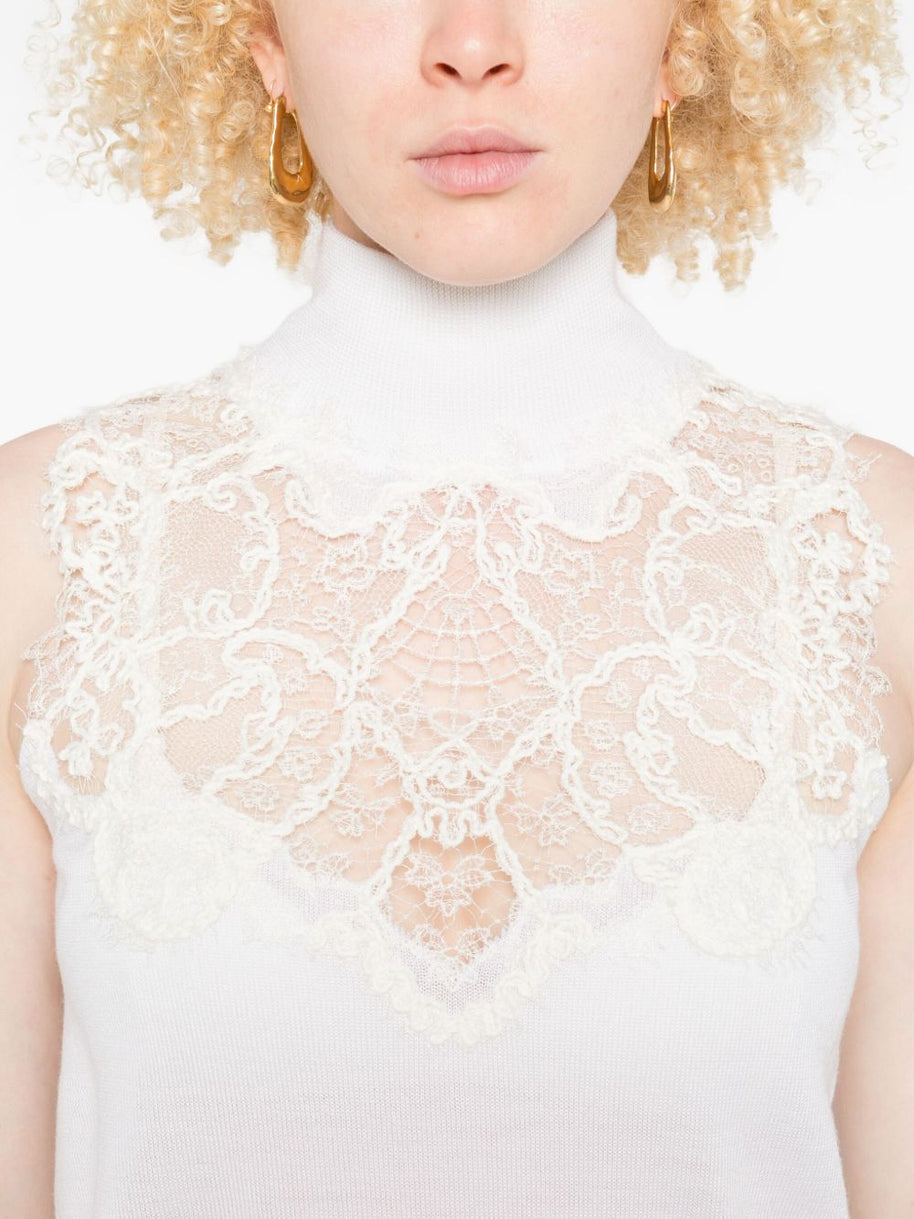Ermanno Scervino Wool Blend Tank Top - White