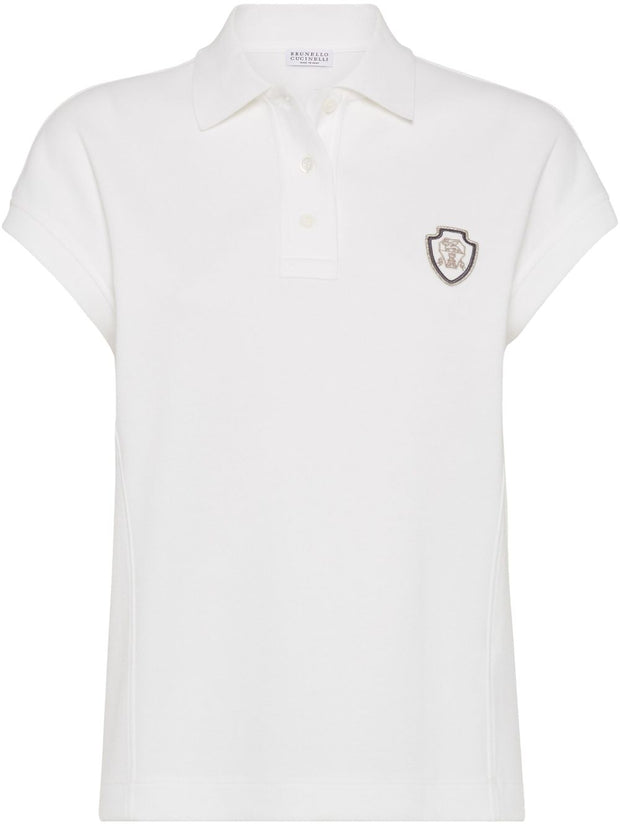 Brunello Cucinelli Logo Cotton Polo Shirt - White