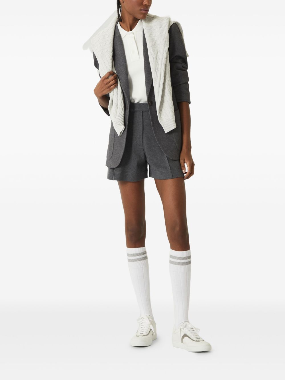 Brunello Cucinelli Logo Cotton Polo Shirt - White