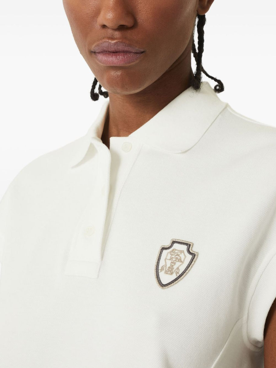 Brunello Cucinelli Logo Cotton Polo Shirt - White