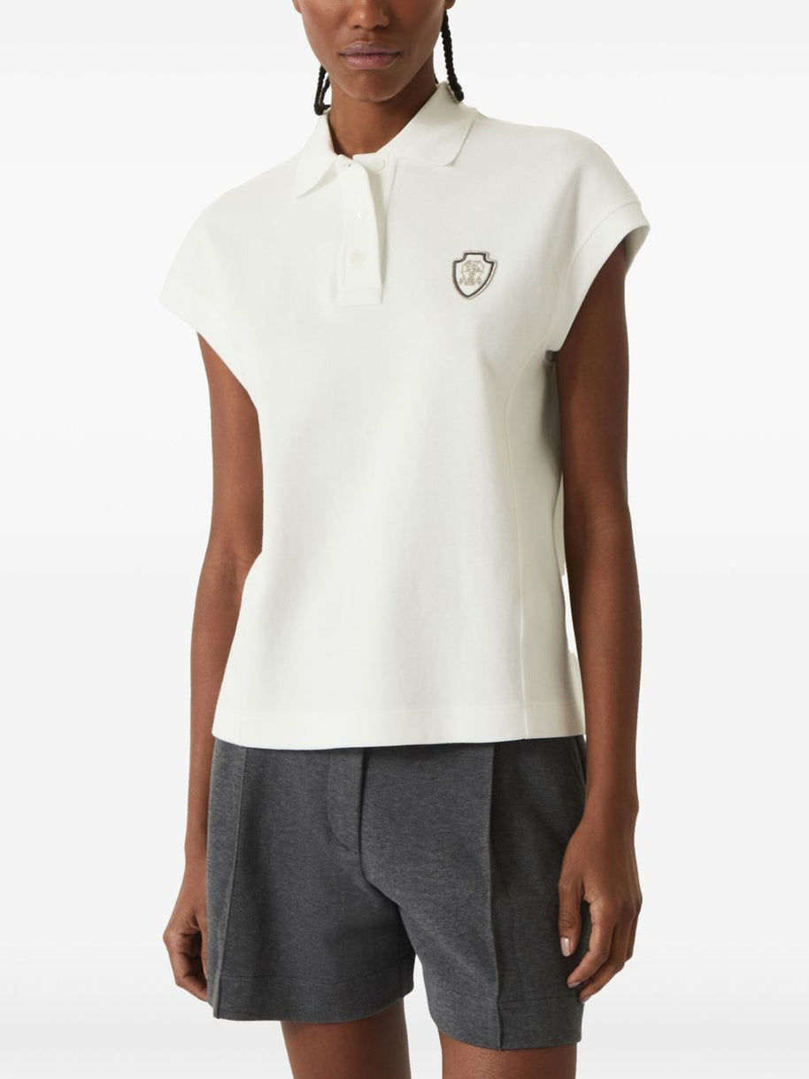 Brunello Cucinelli Logo Cotton Polo Shirt - White