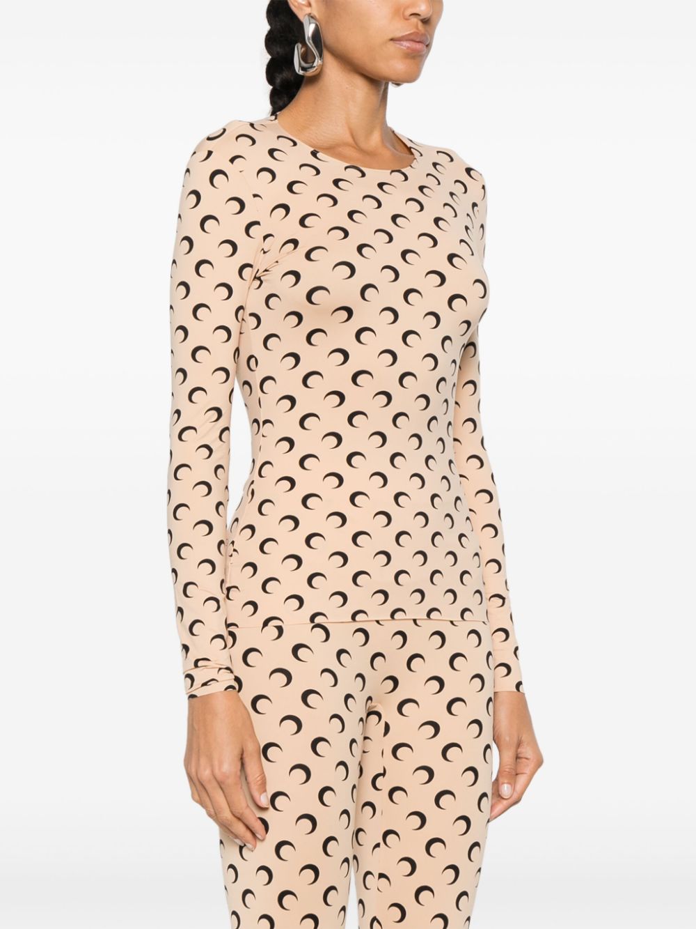 MARINE SERRE Moon Print Second Skin Top - Beige